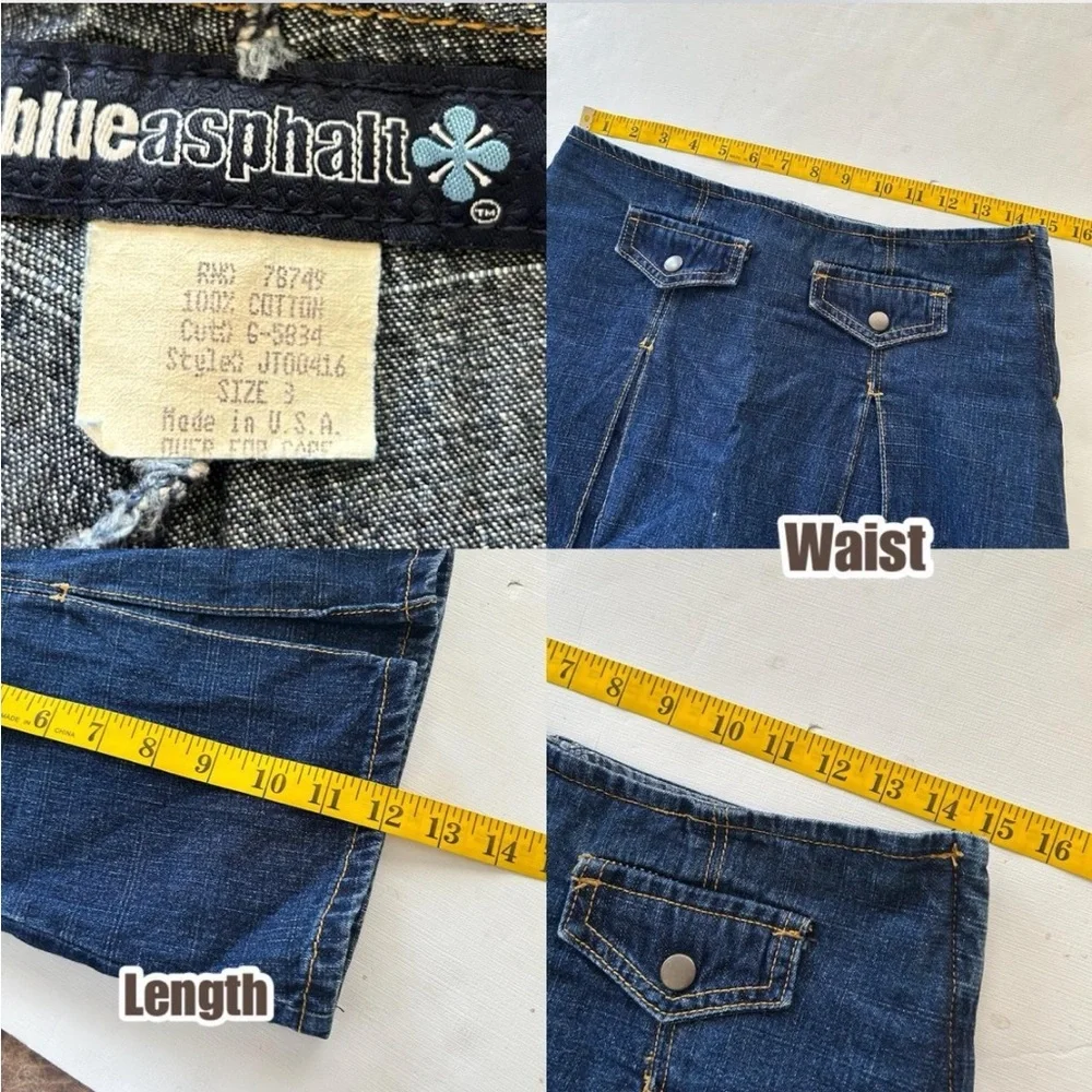 Vintage Y2K Blue asphalt Mini denim Skort pleated. - Picture 8 of 8